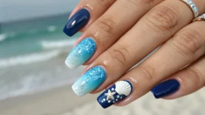 Elegant Blue Ocean Nails