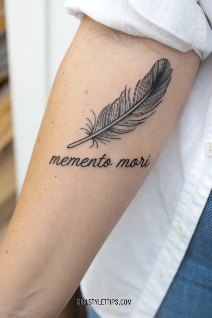 Latin Phrase with Feather