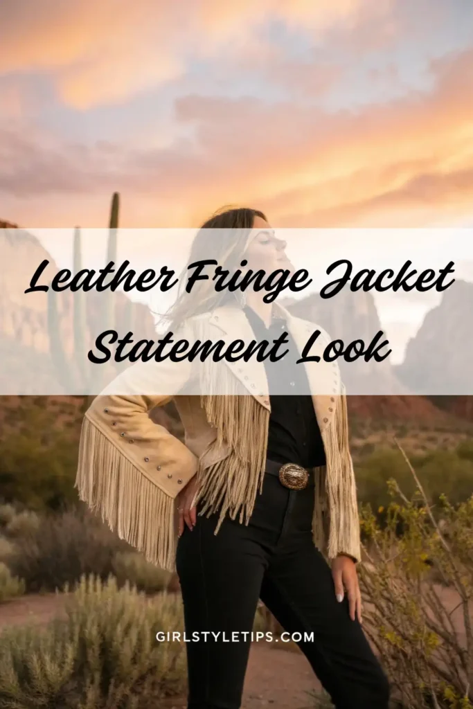Western fringe jacket outfit perfect for festival cowgirl fashion and boho style