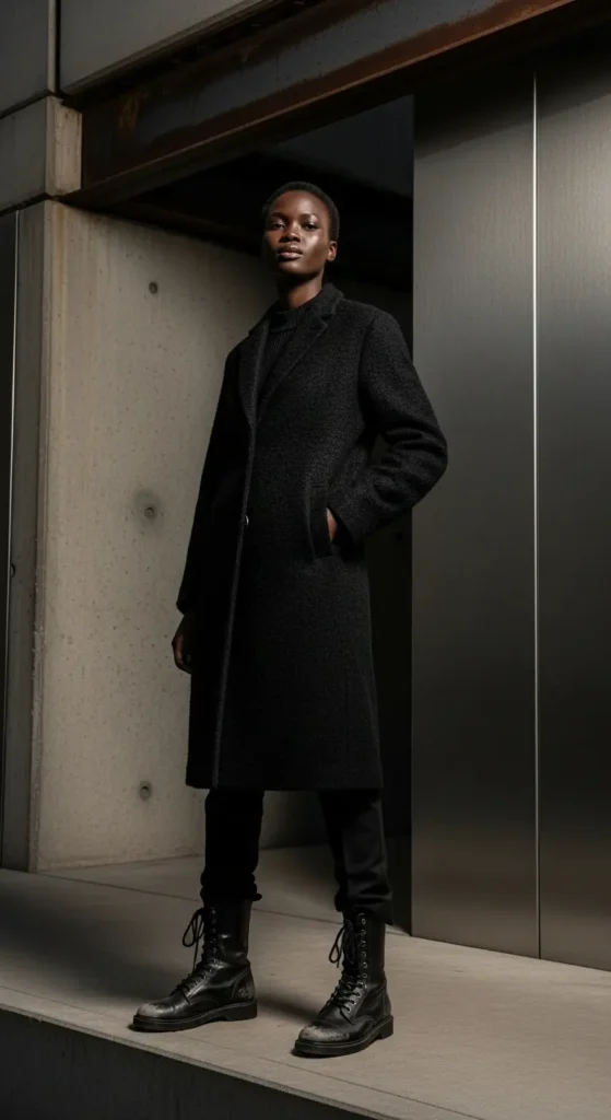 All black winter outfit Black women