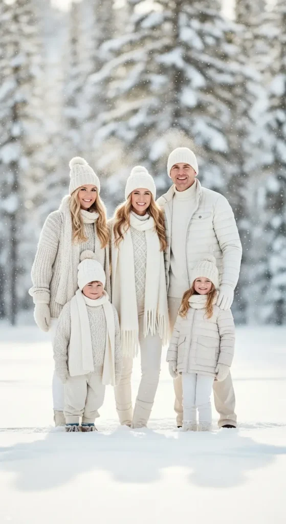 All white family winter photos
