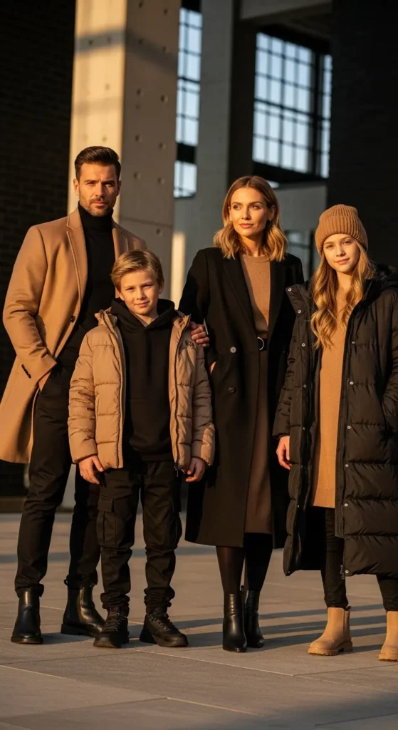 Black tan winter family photos