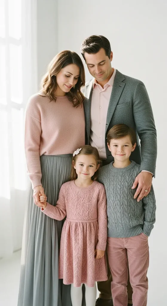 Blush gray family winter portraits