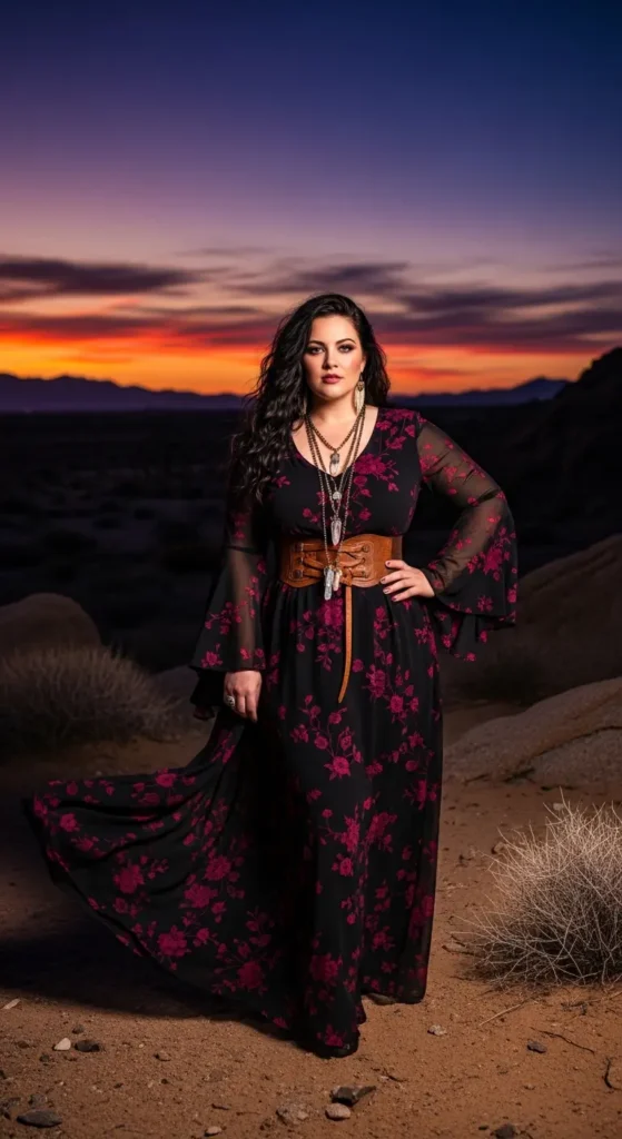 Bohemian plus size goth dress