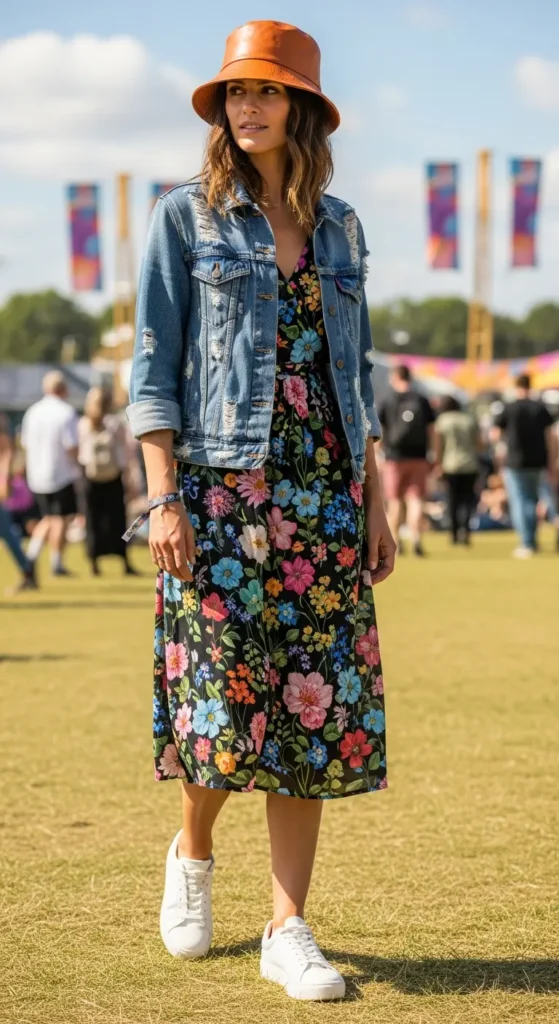 Boho midi dress outfit