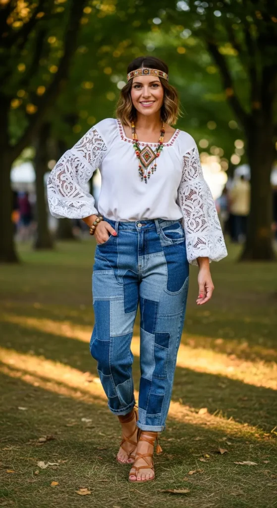 Boho peasant blouse look