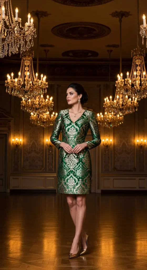 Brocade mini dress NYE