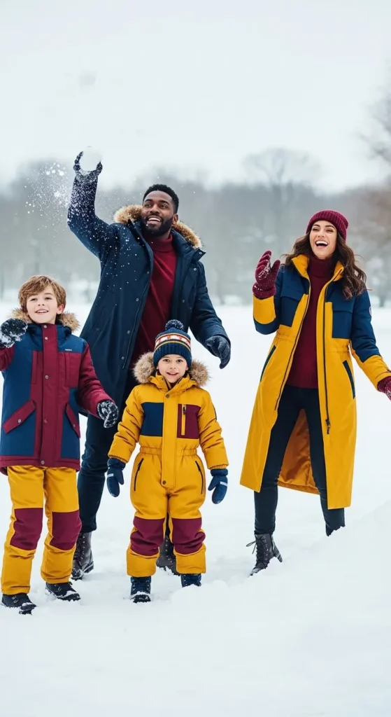 Burgundy navy mustard family photos