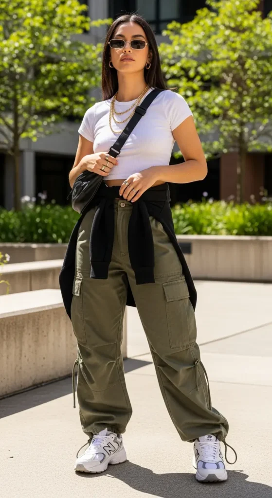 Casual cargo pants college outfit