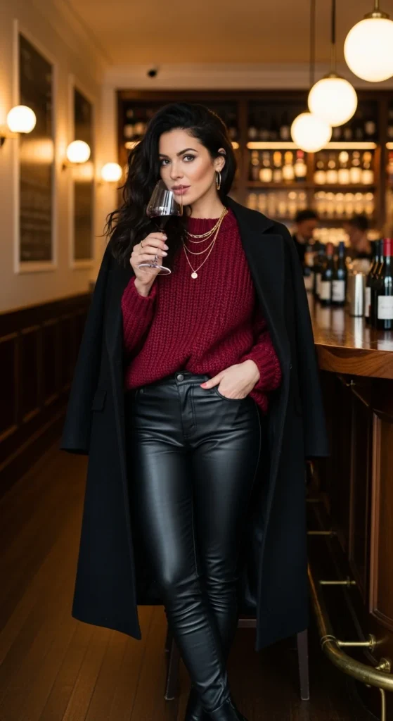 Chic winter outfits burgundy