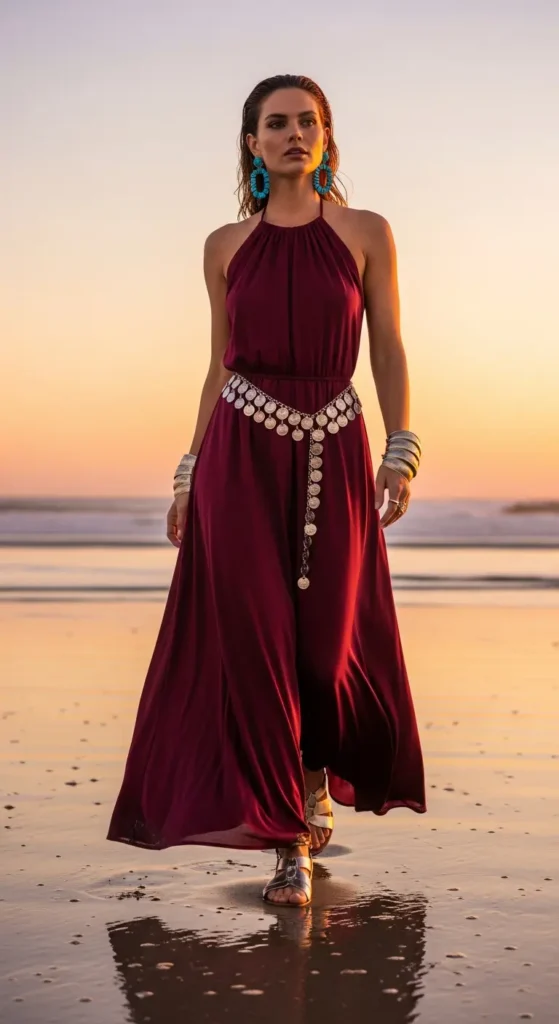 Coin belt maxi dress boho