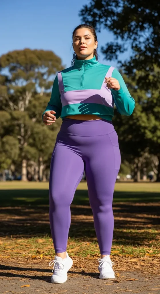 Colorful athleisure outfit curvy