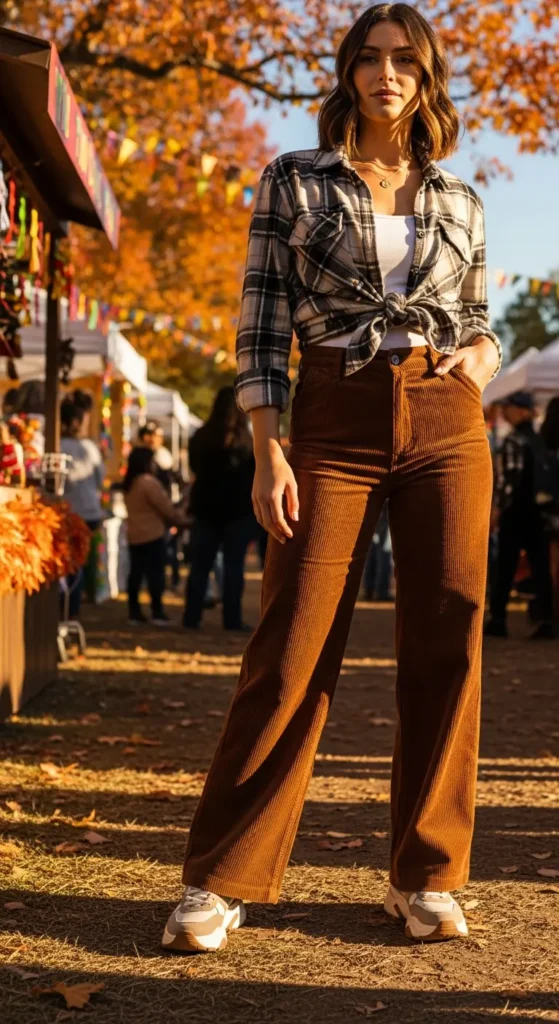 Corduroy pants plaid grunge
