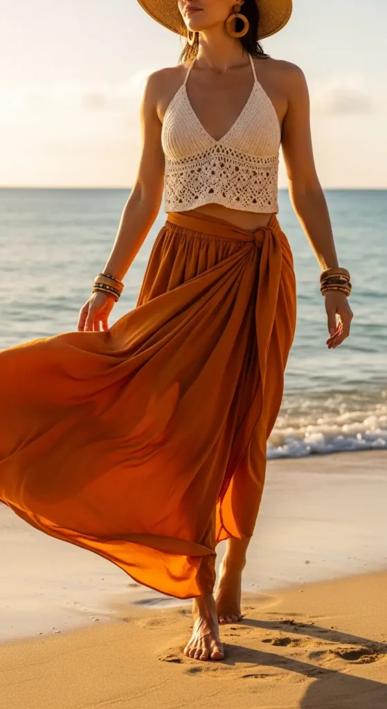 Crochet bikini boho beach outfit