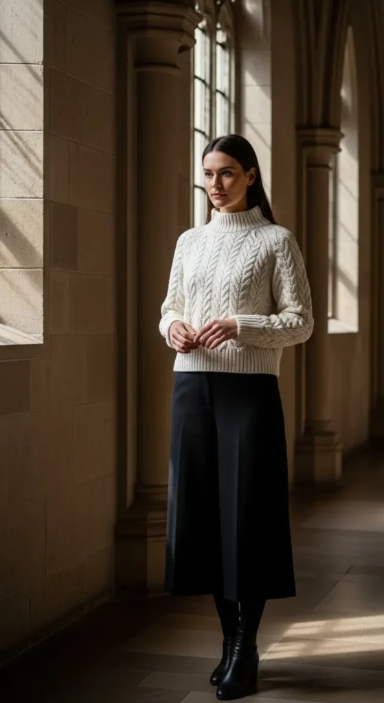 Culottes church winter outfit