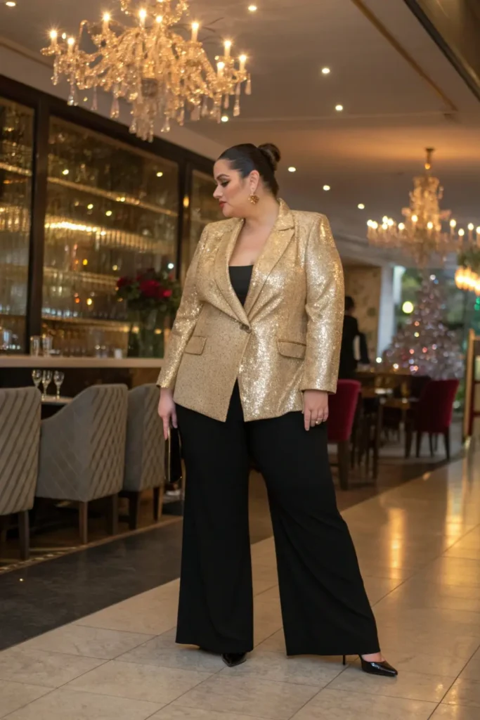 Curvy holiday fashion blazer