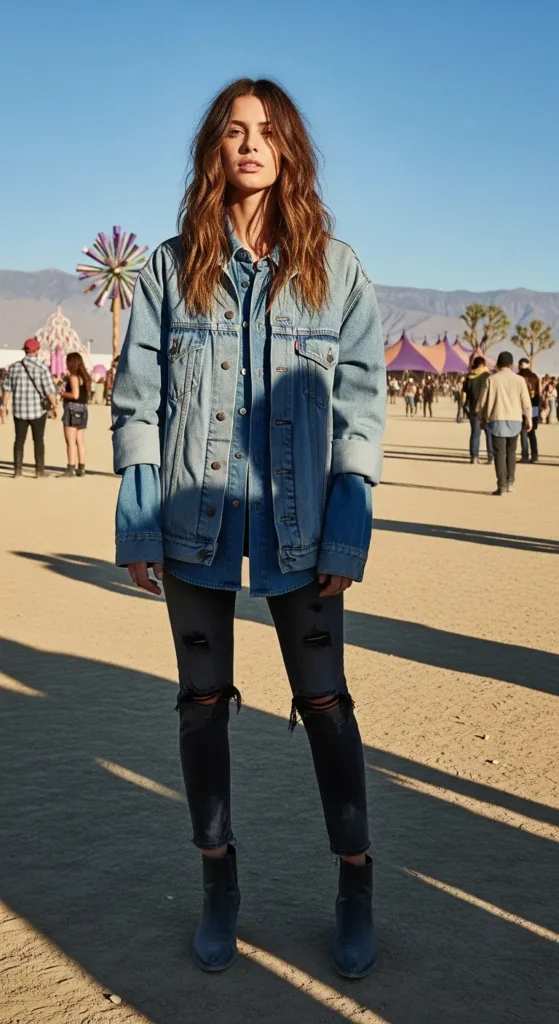 Denim grunge aesthetic outfit