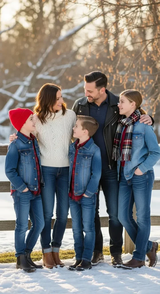 Denim winter family outfit ideas
