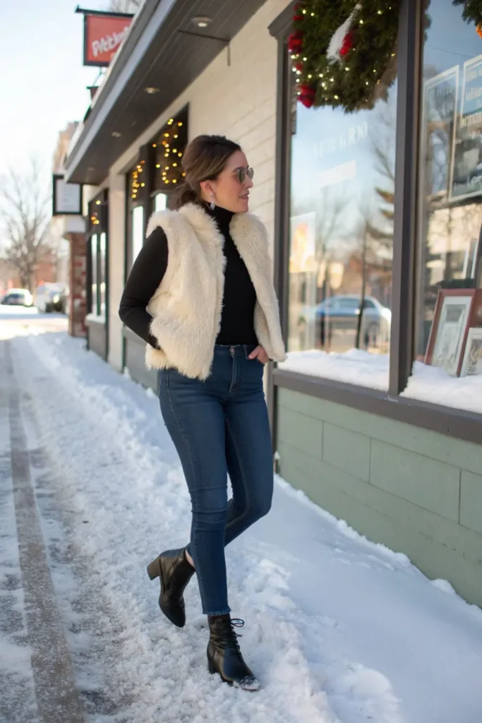 Faux fur vest Christmas