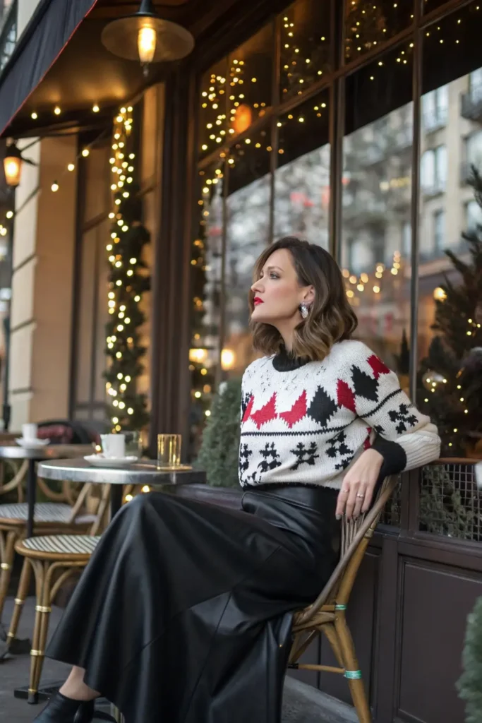 Festive sweater midi skirt