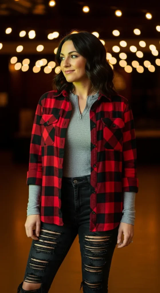 Flannel thermal winter concert outfit