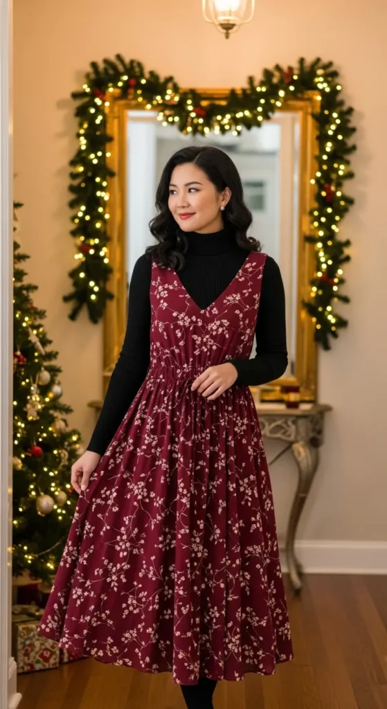Floral Christmas dress outfit