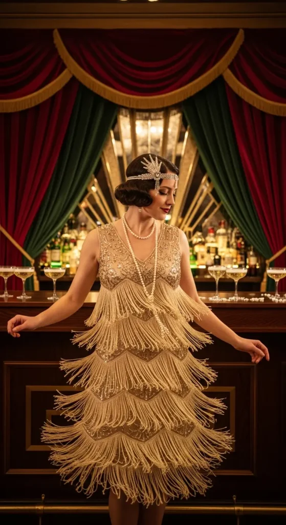 Gold flapper vintage dress