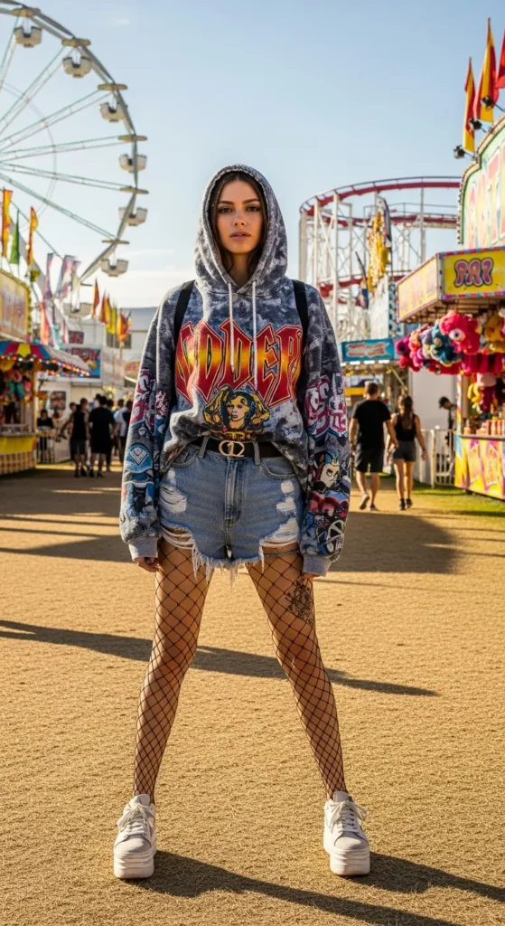 Graphic hoodie grunge outfit