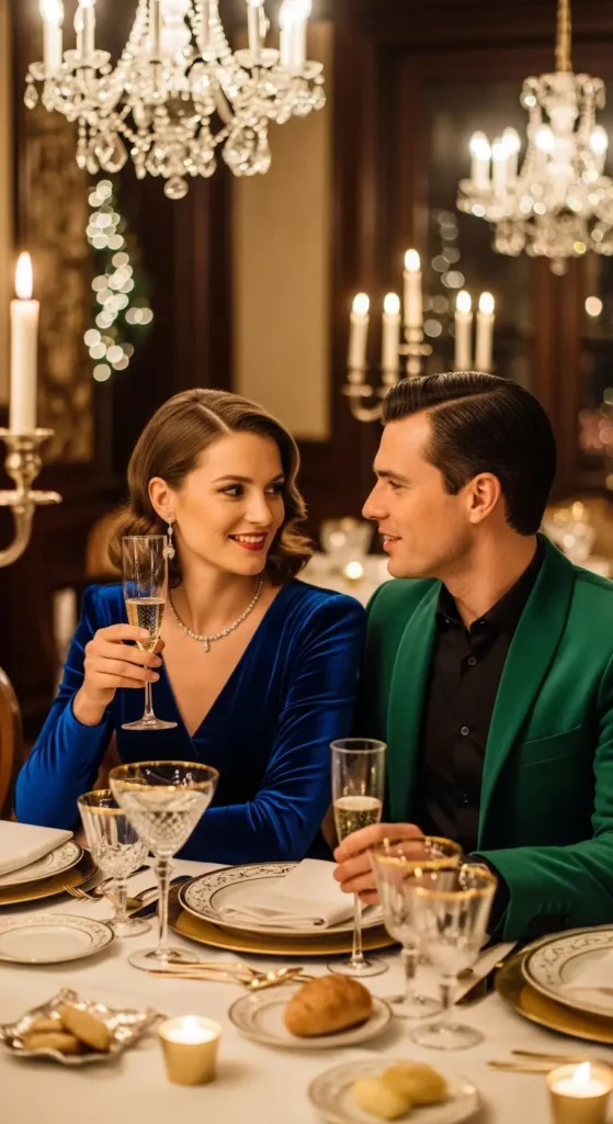 Jewel tone couple outfits