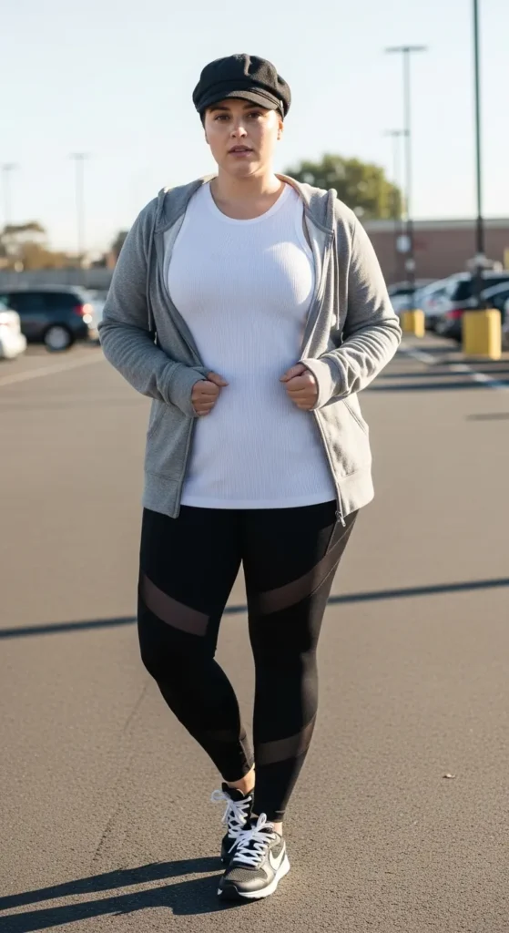 Layered athleisure workout outfit