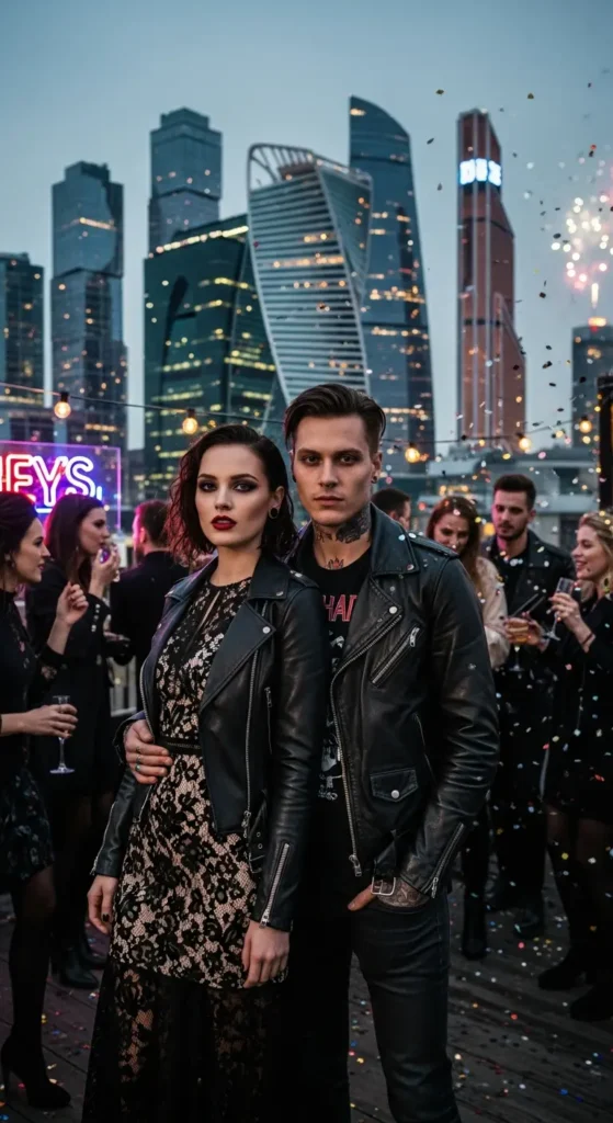 Leather lace couple style