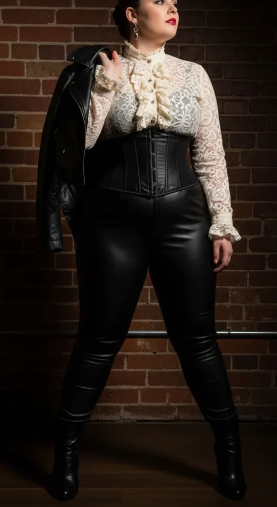 Leather lace plus size goth