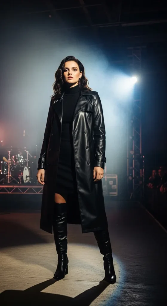 Leather trench dress winter concert