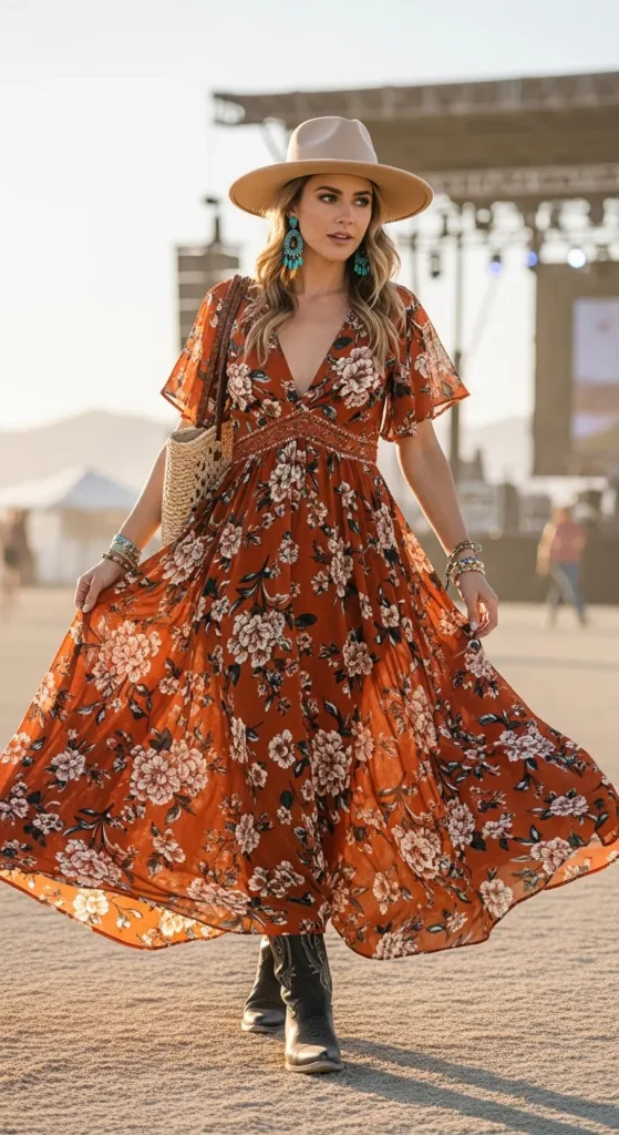 Maxi dress festival look