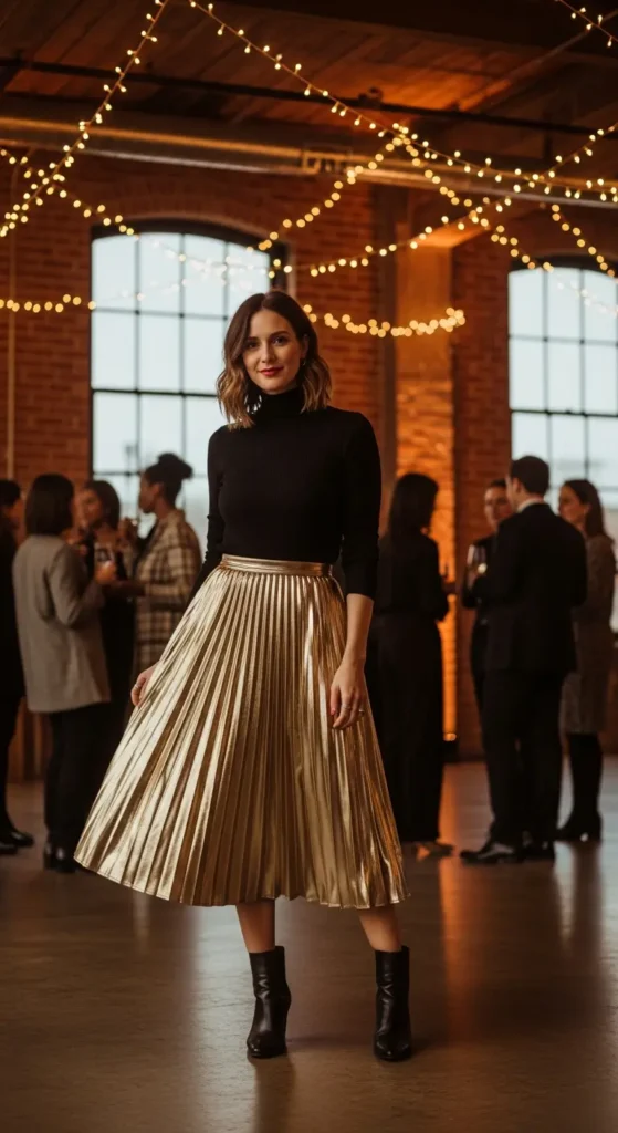 Metallic pleated skirt NYE