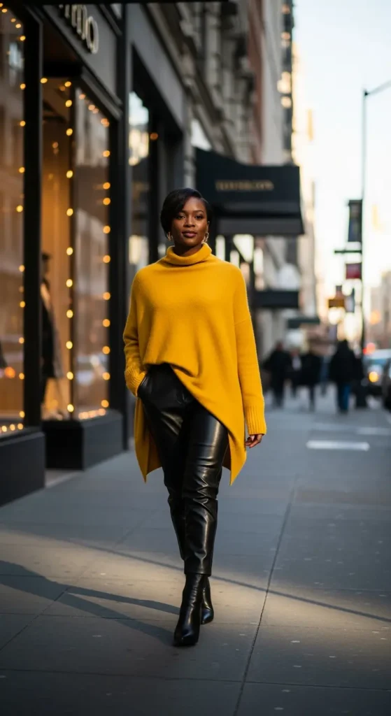 Mustard yellow winter Black women