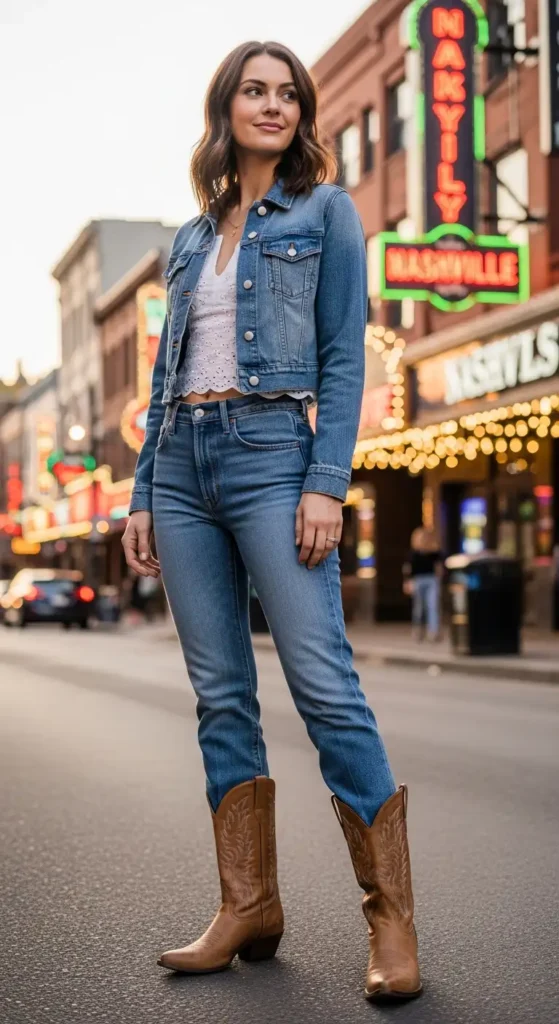 Nashville outfit denim boots