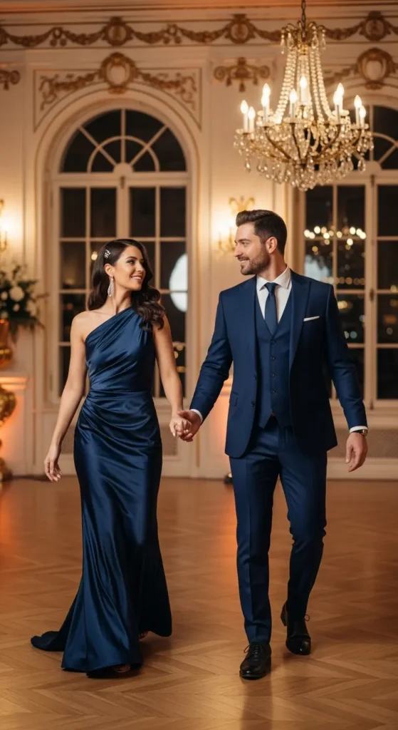 Navy monochrome couple NYE