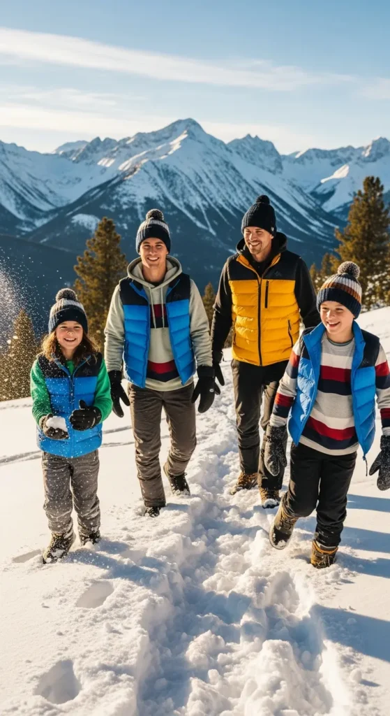 Outdoor winter family photo clothing