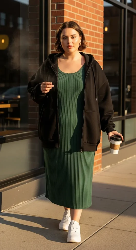 Oversized hoodie bodycon dress plus size