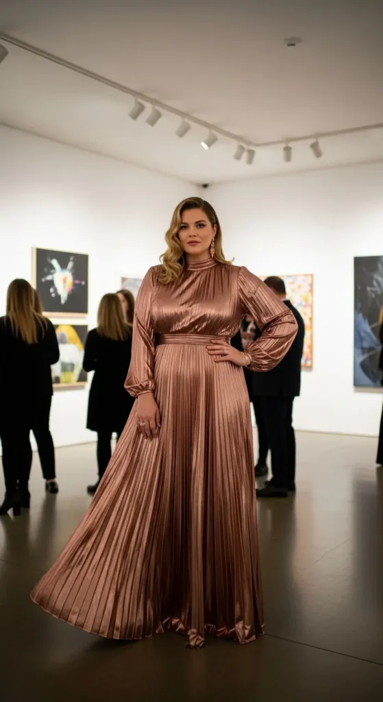 Pink metallic plus size party dress