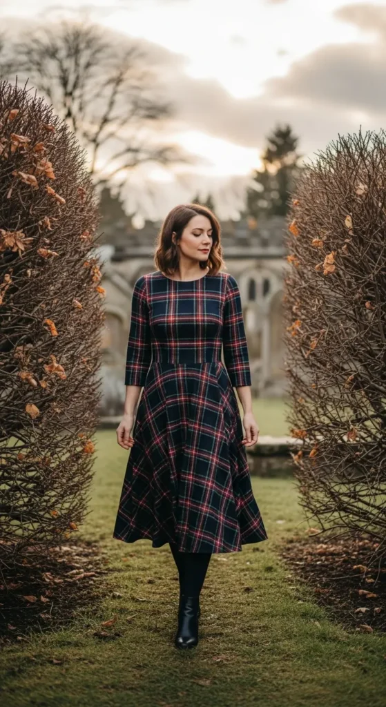 Plaid winter Sunday dress