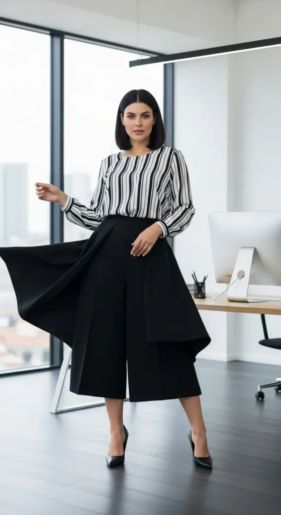 Plus size culottes office wear