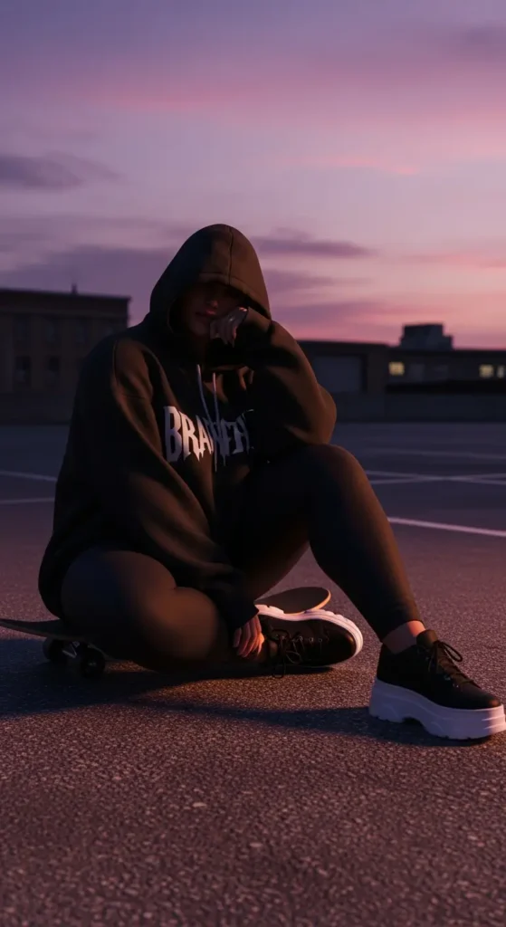 Plus size grunge goth casual