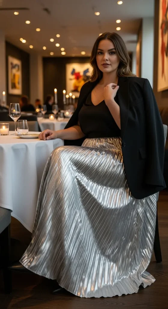 Plus size metallic party outfit