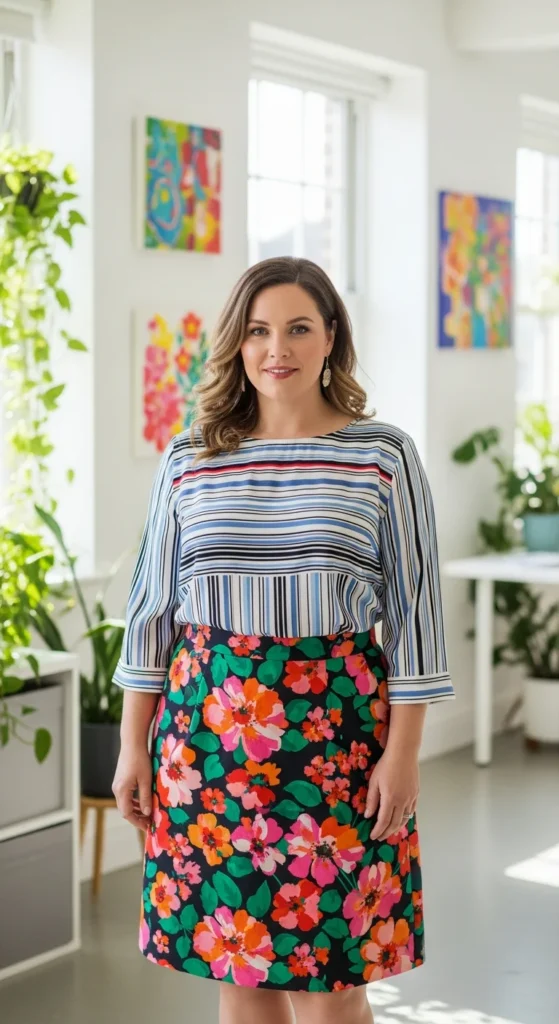 Plus size print mixing work