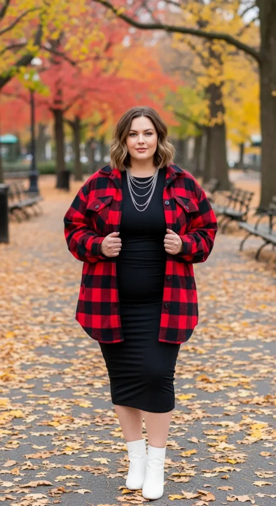Plus size streetwear fashion flannel