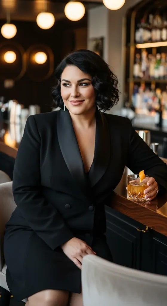 Plus size tuxedo blazer dress