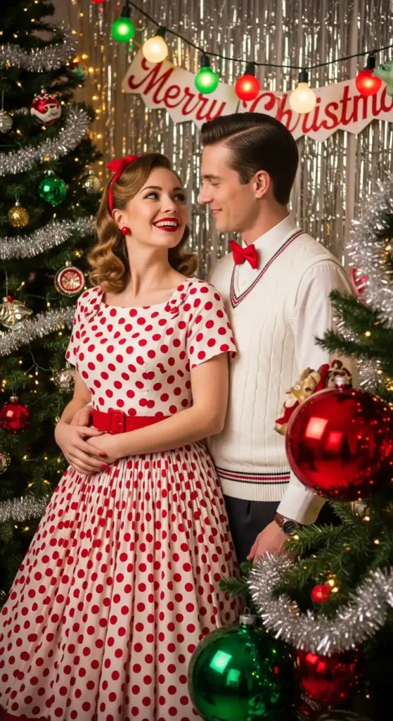 Red white couple Christmas