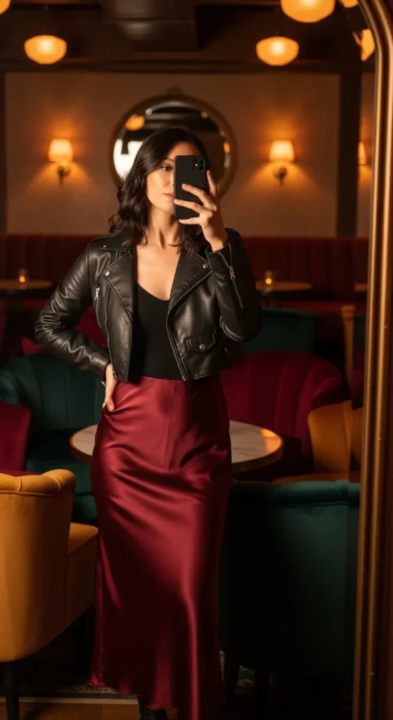 Satin skirt New Year's look